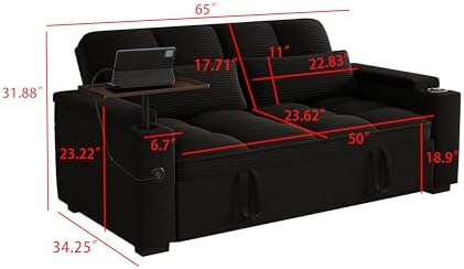 Convertible Sofa Bed, 3 in 1 Velvet Fabric Sleeper Sofa with Adjustable Backrest for Living Room and Bedroom, Pull Out C