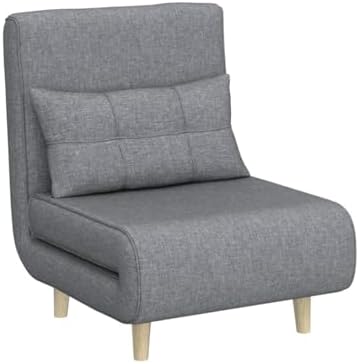 Aiho 3 in 1 Sleeper Chair Bed - Convertible Futon Sofa with Adjustable Backrest for Apartment/Bedroom/Office - Dark Grey