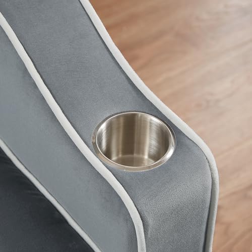 KINFFICT Convertible Velvet Loveseat Sofa Bed with USB Charging Ports, Pull Out Futon Couch for Small Spaces, Dark Grey