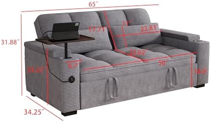 Convertible Sofa Bed, 3 in 1 Velvet Fabric Sleeper Sofa with Adjustable Backrest for Living Room and Bedroom, Pull Out C