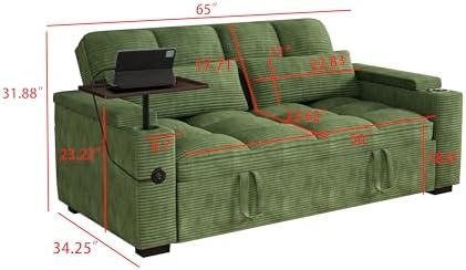 Convertible Sofa Bed, 3 in 1 Velvet Fabric Sleeper Sofa with Adjustable Backrest for Living Room and Bedroom, Pull Out C