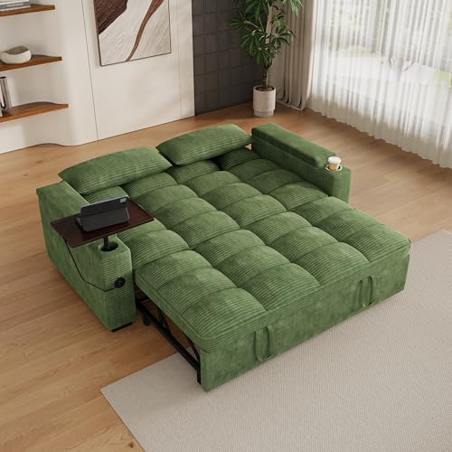 Convertible Sofa Bed, 3 in 1 Velvet Fabric Sleeper Sofa with Adjustable Backrest for Living Room and Bedroom, Pull Out C