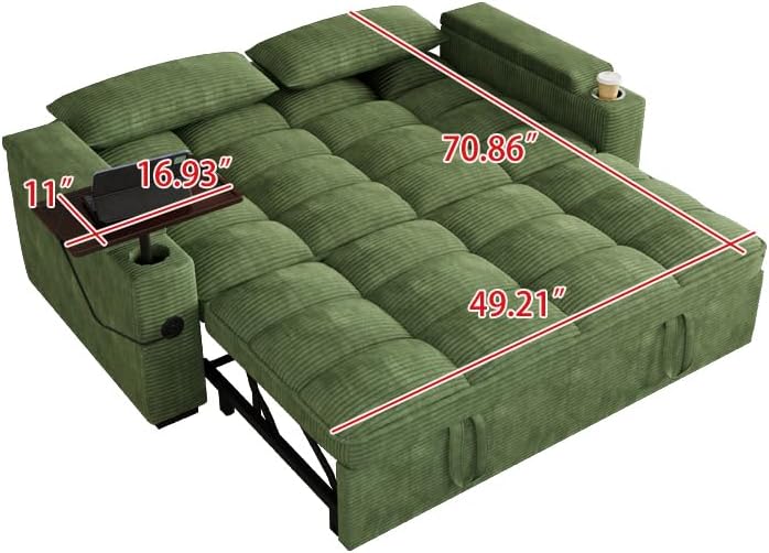 Convertible Sofa Bed, 3 in 1 Velvet Fabric Sleeper Sofa with Adjustable Backrest for Living Room and Bedroom, Pull Out C