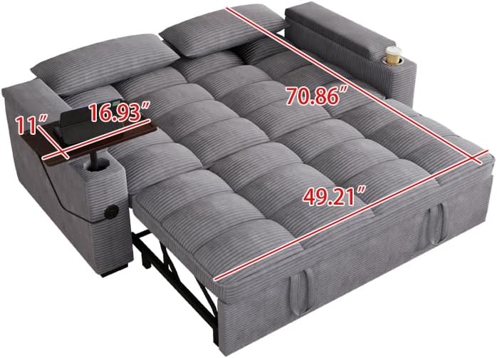 Convertible Sofa Bed, 3 in 1 Velvet Fabric Sleeper Sofa with Adjustable Backrest for Living Room and Bedroom, Pull Out C