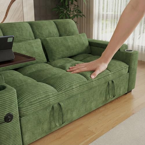Convertible Sofa Bed, 3 in 1 Velvet Fabric Sleeper Sofa with Adjustable Backrest for Living Room and Bedroom, Pull Out C
